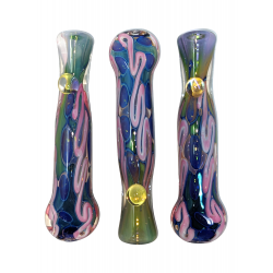3" Gold Fumed Art Double Glass Chillum Hand Pipes Pack of 3 [SG1635]